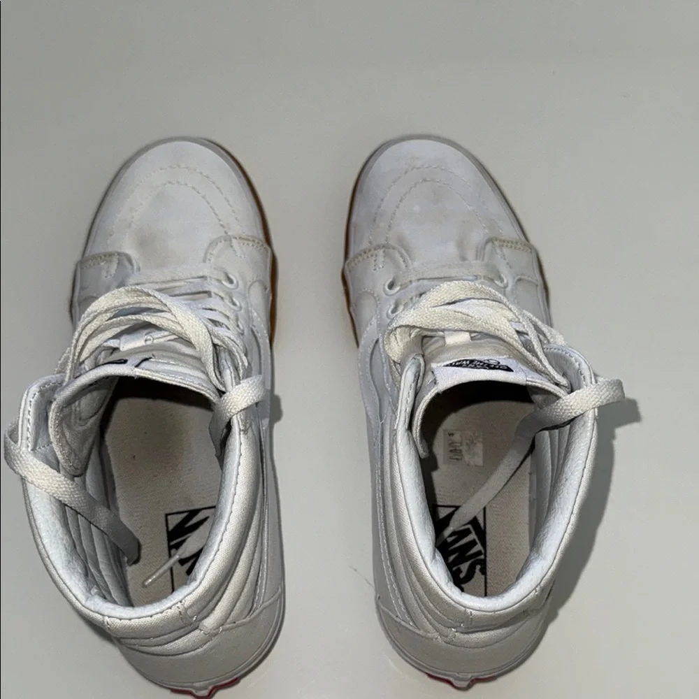 Vans Men's Sz 8.5 / W 10 White and Brown High-Top Sneakers
